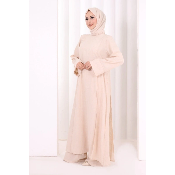 Yırtmaçlı Tunik Üçlü Takım 8035 Taş