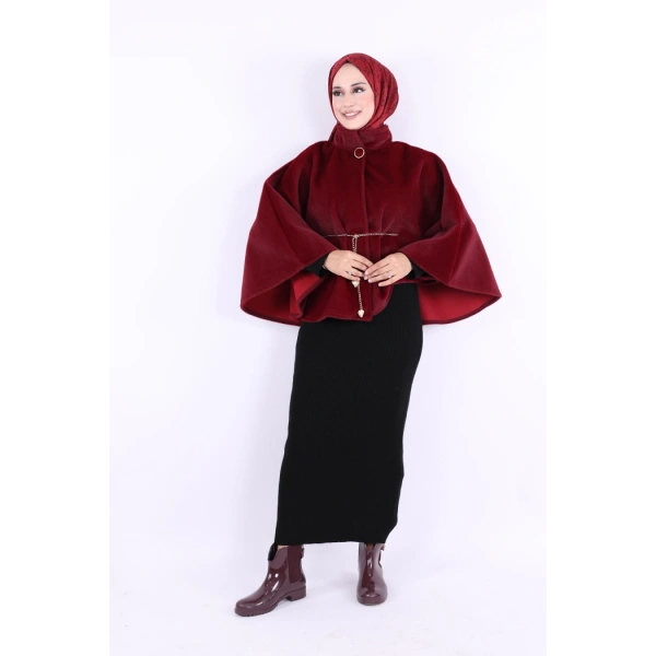 Zincir Kemer Detaylı Panço 70032 Bordo