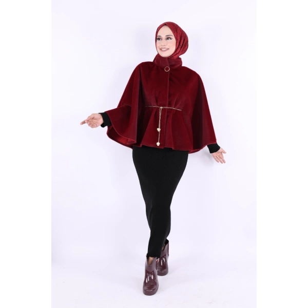 Zincir Kemer Detaylı Panço 70032 Bordo