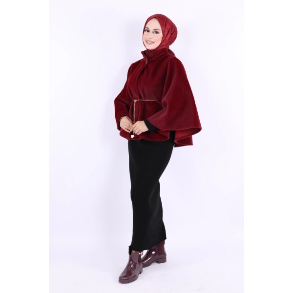 Zincir Kemer Detaylı Panço 70032 Bordo