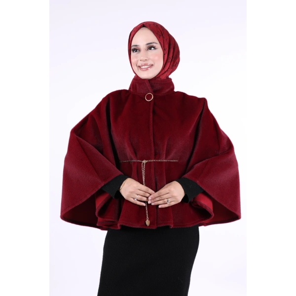 Zincir Kemer Detaylı Panço 70032 Bordo