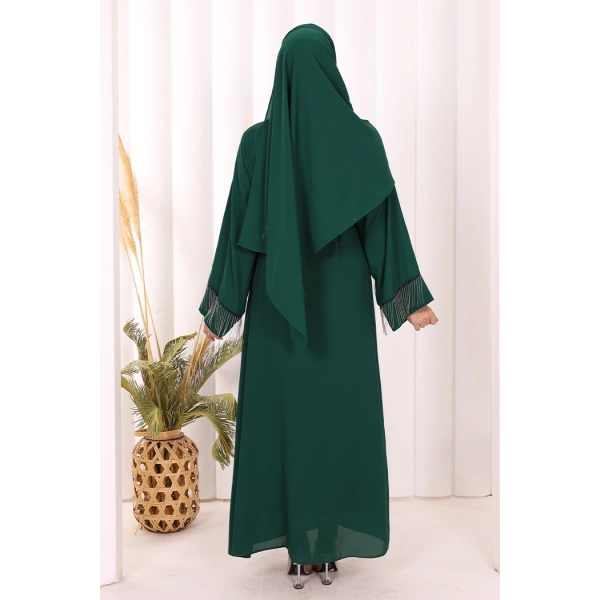 Zincir Püskül Detay  Abaya ŞAL HEDİYE  7887 Zümrüt