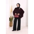 Atkı Detay Leoparlı Panço 70061-1 Bordo
