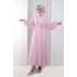 Balon Kollu Düğmeli Elbise 7098 Pembe
