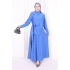 Belden Bağlamalı Bluz Etek Takım 8703 Saks