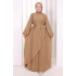 Çiçek Broş Detaylı Elbise 6094 Taba