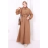 Düğme Detaylı Elbise 6097 Taba