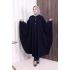 Düğmeli Kapşonlu Triko Panço 18342 Lacivert