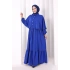 Düğmeli Pelerinli Elbise 6080 Saks
