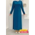 Düz Bisklet Yaka Uzun Kol İç Sandy Elbise 3202 İndigo