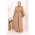 Elbiseli Abaya Takım ŞAL HEDİYE  3883 Vizon