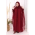 Kapişonlu Abayalı Elbise Takım 3778 Bordo