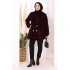 Leopar Düğmeli Kaban 70059-1 Bordo