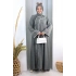 Papatya Dantelli Abaya Elbise 7097 Füme