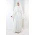 Taş Detaylı Şallı Abaya 7096 Ekru