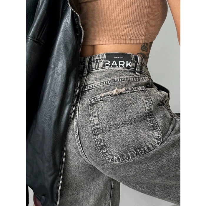 Antrasit Geniş Paça Palazzo Jean Pantolon