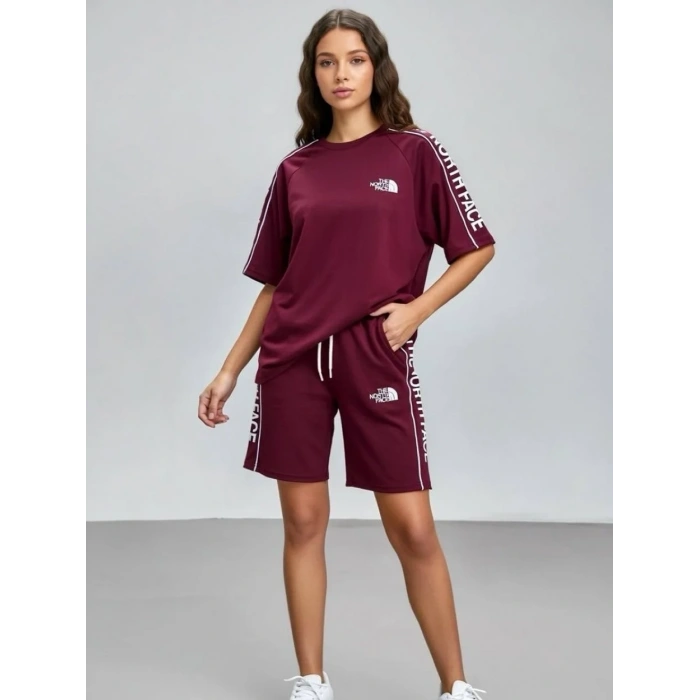 Bordo Nf Oversize Unisex Şortlu Takım