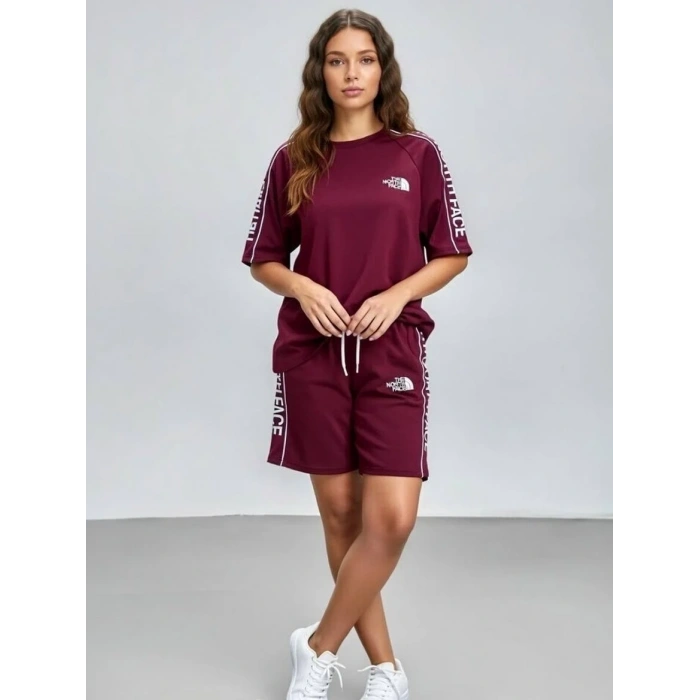 Bordo Nf Oversize Unisex Şortlu Takım
