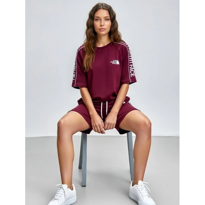 Bordo Nf Oversize Unisex Şortlu Takım