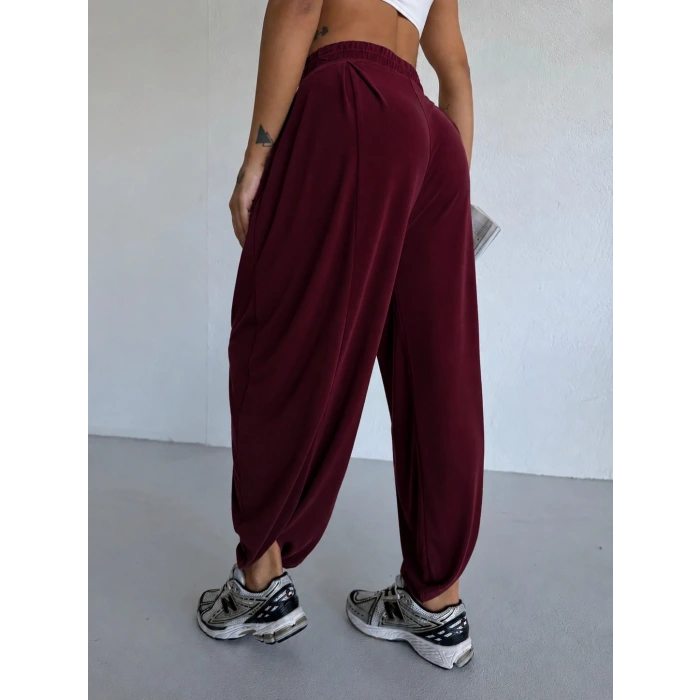 Bordo Oysho Modal Kumaş Şalvar Pantolon