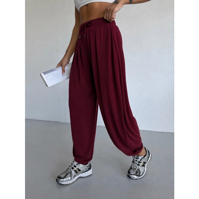 Bordo Oysho Modal Kumaş Şalvar Pantolon