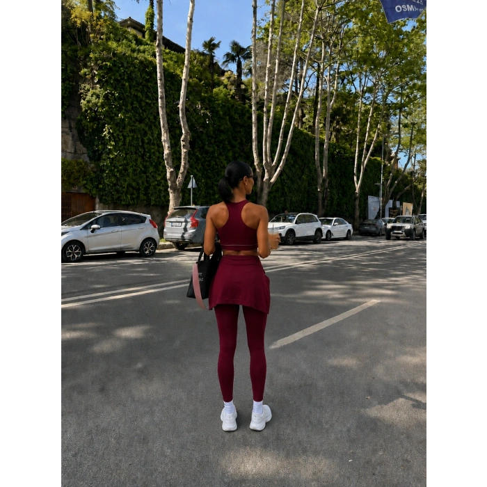 Bordo Polo Ribana Dalgıç Üçlü Takım