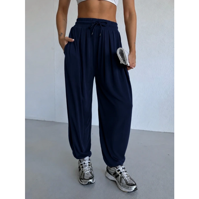 Lacivert Oysho Modal Kumaş Şalvar Pantolon