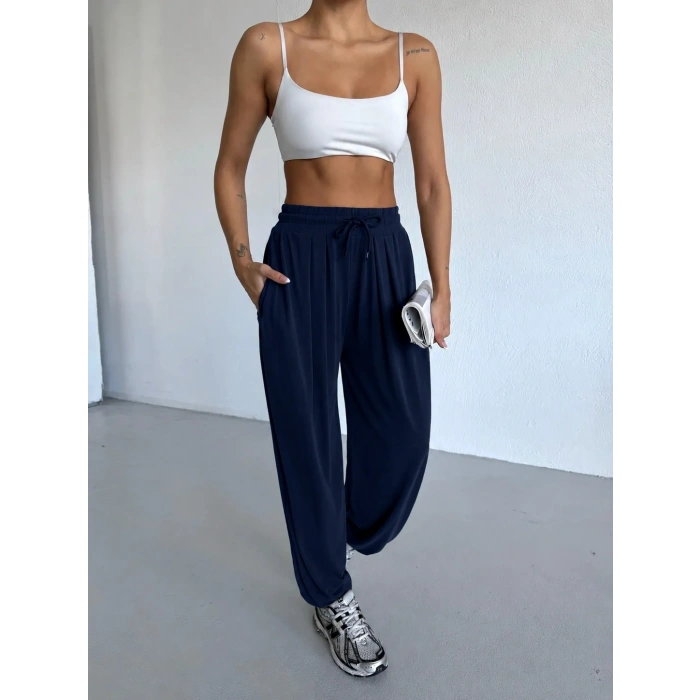 Lacivert Oysho Modal Kumaş Şalvar Pantolon