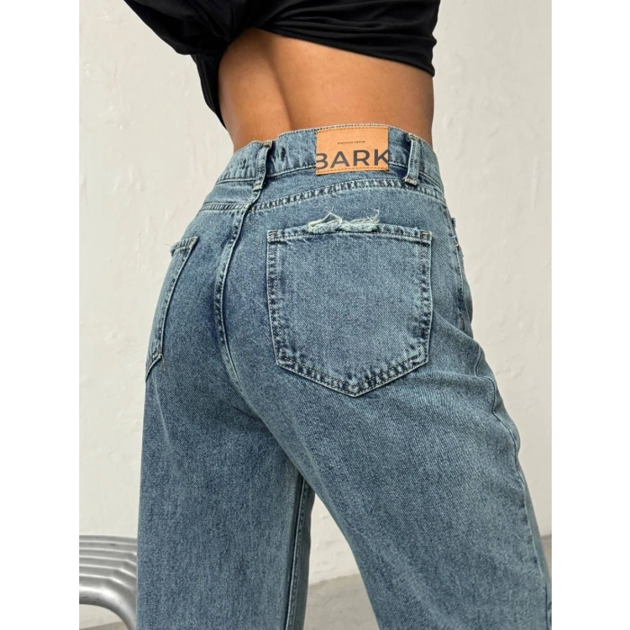 Mavi Wide Leg Yüksek Bel Jean Pantolon