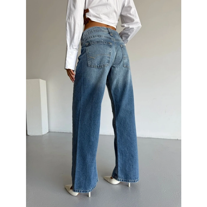 Mavi Zr Yırtık Baggy Jean Pantolon