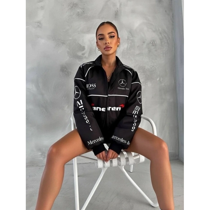 Mercedes İçi Astarlı Unisex Bomber Ceket