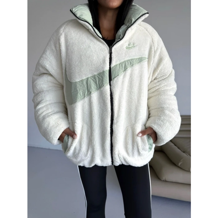 Mint Yeşil Nk Oversize Unisex Çift Taraflı Mont