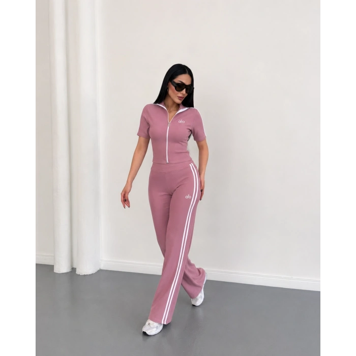 Pembe Alo Çift Şeritli Modal İkili Takım