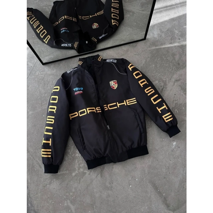 Porsche İçi Astarlı Unisex Bomber Ceket