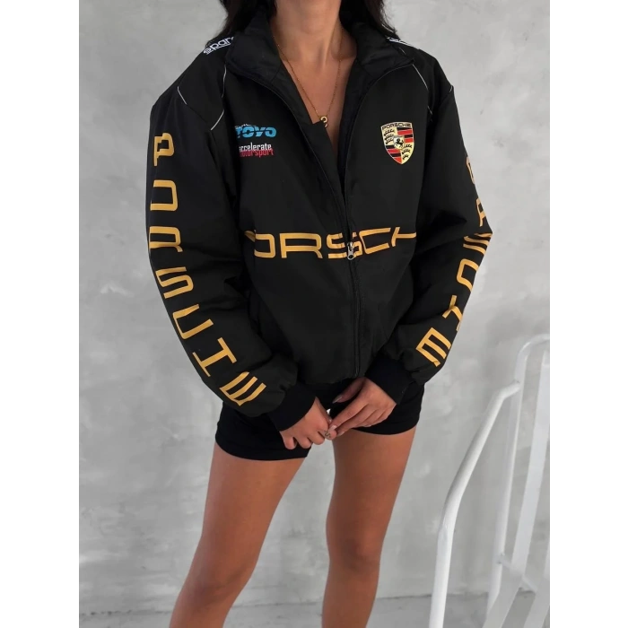 Porsche İçi Astarlı Unisex Bomber Ceket