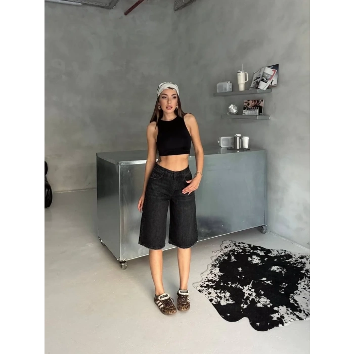 Siyah Street One Baggy Kot Şort
