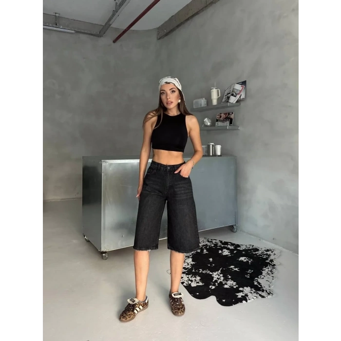 Siyah Street One Baggy Kot Şort
