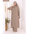 8001-1 Biyeli Pantolonlu Tunik Takım  Şal Vizon