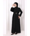 Çiçek Desenli Keten Üçlü Takım 8031 Siyah