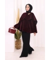 Atkı Detay Leoparlı Panço 70061-1 Bordo