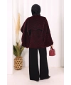 Atkı Detay Leoparlı Panço 70061-1 Bordo