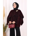 Atkı Detay Leoparlı Panço 70061-1 Bordo