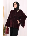 Atkı Detay Leoparlı Panço 70061-1 Bordo