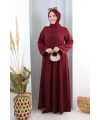 Bağlama Detaylı Elbise 7009 Bordo