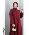 Bağlama Detaylı Elbise 7009 Bordo