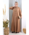 Bağlama Detaylı Elbise 7009 Taba