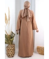 Bağlama Detaylı Elbise 7009 Taba