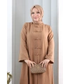 Bağlama Detaylı Elbise 7009 Taba