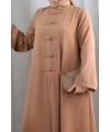 Bağlama Detaylı Elbise 7009 Taba