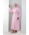 Balon Kollu Düğmeli Elbise 7098 Pembe
